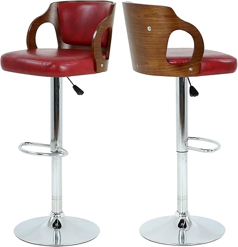 Juego de 2 taburetes de bar de piel sintética modernos taburetes giratorios con base resistente taburete ajustable con respaldo para cocina pub disponible en Yaxa Guatemala