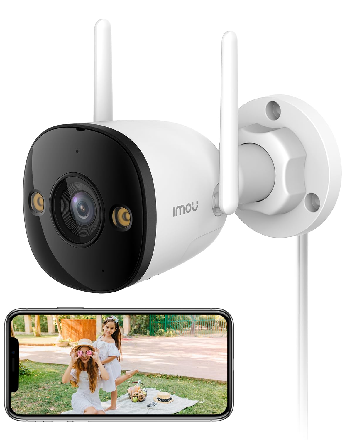 Imou Imou 5MP Cámara de Vigilancia WiFi Exterior, AI Detección Humana Movimiento, Alarma Instantánea, 2.5K Cámara de Seguridad, Visión Nocturna, IP67,Camara IP Exterior WiFi 2.4G, Compatible con Alexa