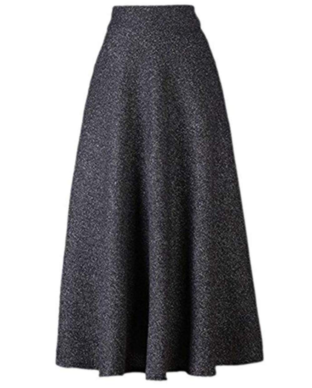 BININBOX Jupe Trapèze en Laine Femme Longue Ligne A Taille Haute Automne Hiver