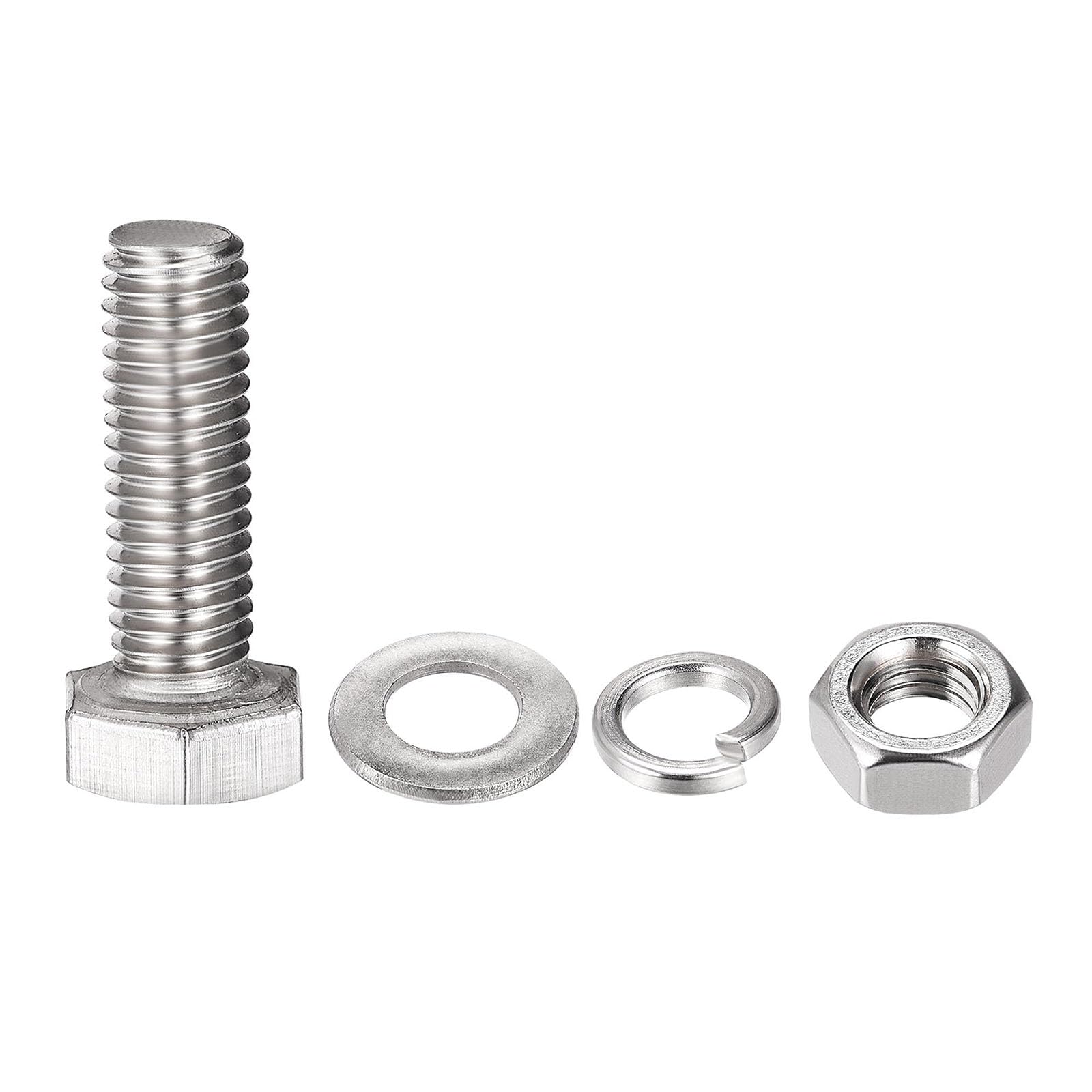 TOP-VIGOR 4Pcs M8 x 25mm Hex Head Screws Bolts, Nuts, Flat & Lock Washers Kits - Image 3