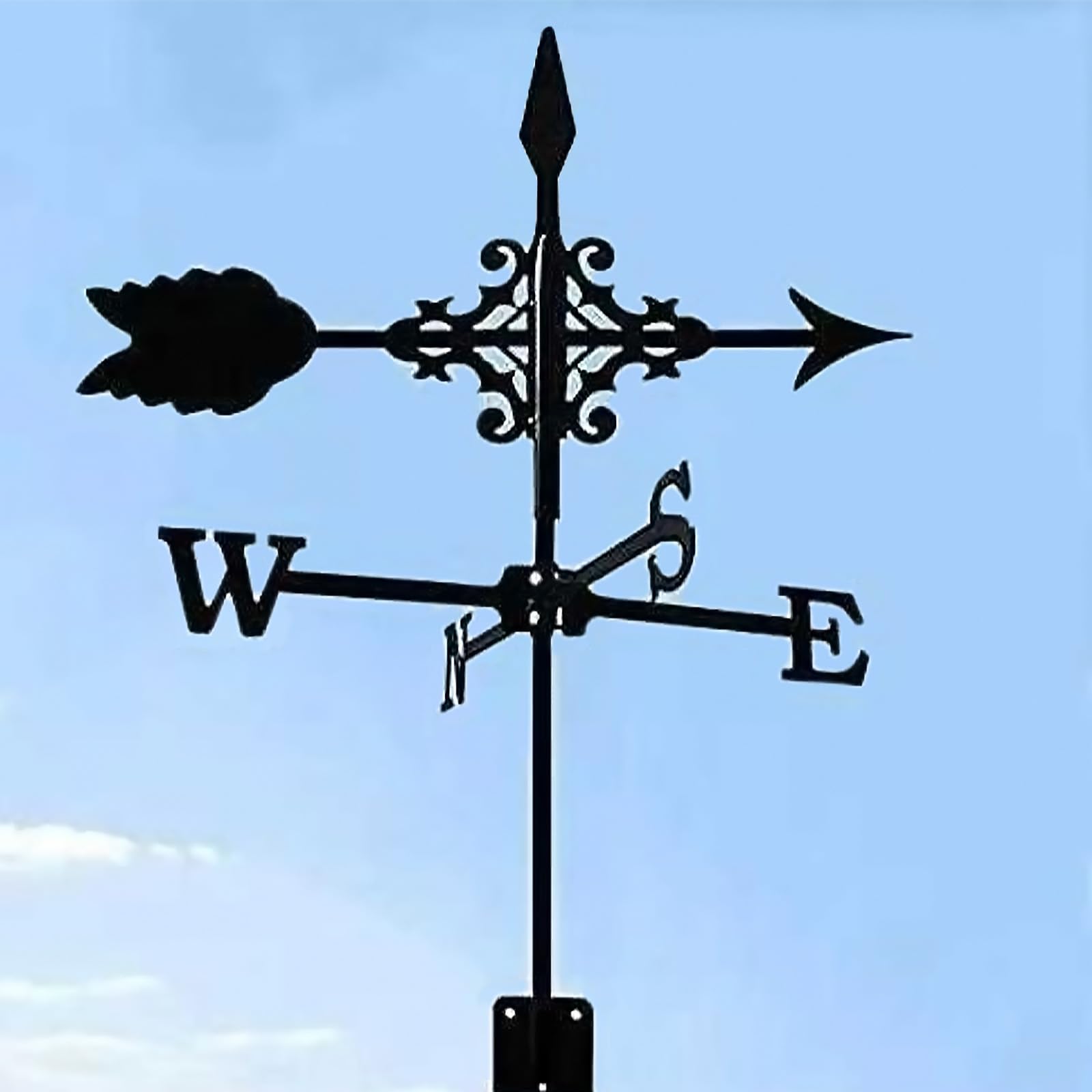 Gallo meteo – Robusta banderuola in metallo per previsioni meteo – banderuola con supporto – statuetta decorativa per cortile, terrazza e tetto (bandiere meteorologiche)