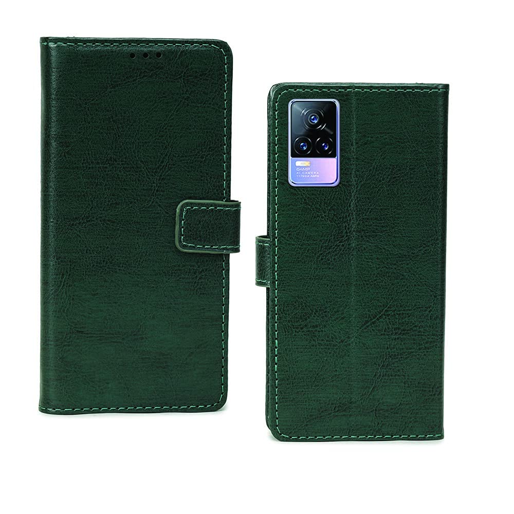 Inktree Vivo Y73 5G Case | Premium Leather Finish | with Card Pockets | Wallet Stand |Complete Protection Cover for Vivo Y73 5G - Vintage Green (B09F17CSSS) Amazon Price History, Amazon Price Tracker