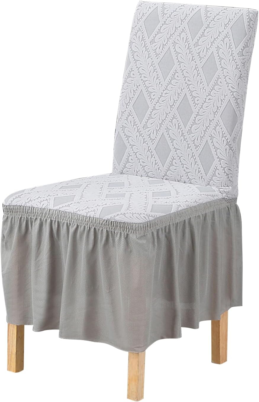 Dining Chair Covers, Dining Room Chair Protector Slipcovers, Stretch Kitchen Dining Room Chair Covers, Washable Chair Cover (Light Gray,Set of 2)