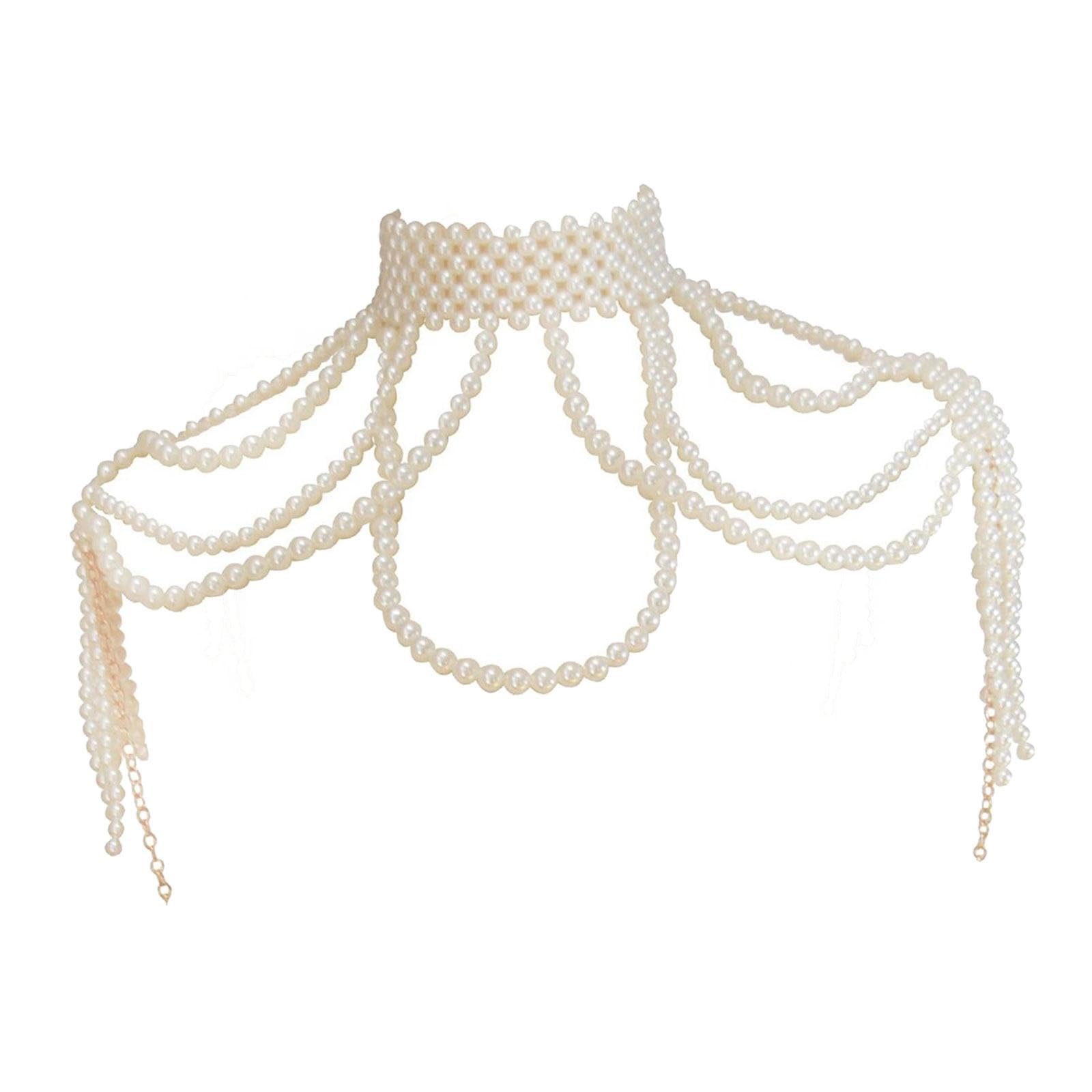 harayaa Bijoux d'épaule en Perles, Collier d'épaule en Perles, Bijoux de Corps pour Festival de Musique