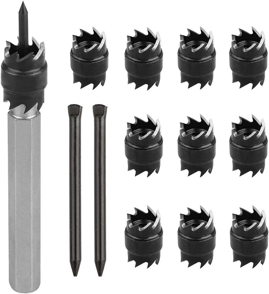 Opaltool Spot Weld Cutter Set, 13 Pcs 3/8" Double Sided Rotary Spot Weld Cutter Remover Drill Bits Tool and 2 Replacement Blades Metal Hole Cutter Remover for Power Drill Spot Welding