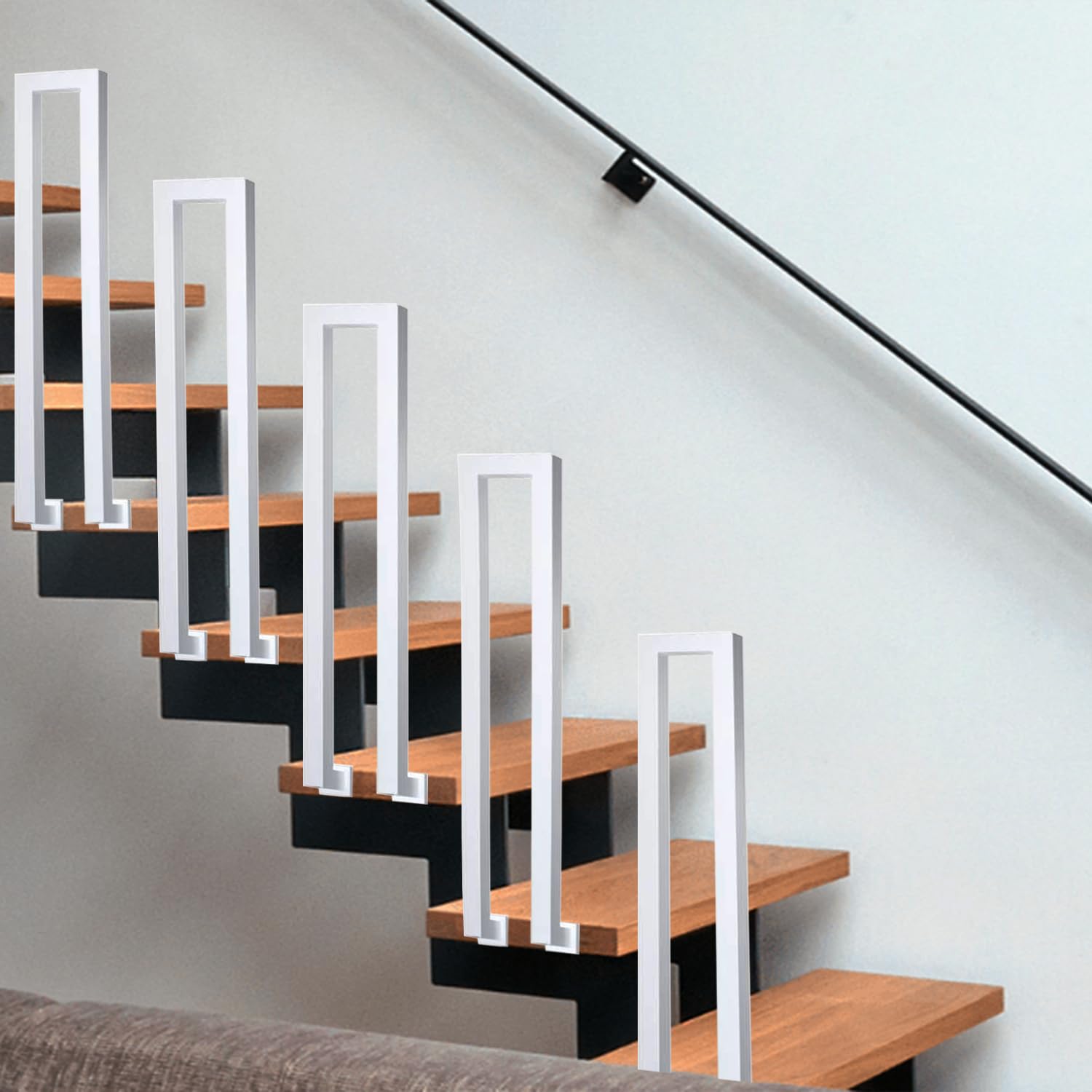 Gyeqxkt Women's Style 4 Black Wrought Iron Wall Mounted Staircase Handrail Indoor Outdoor Industrial Water Pipe Stair Banister Kit 2Ft/60Cm