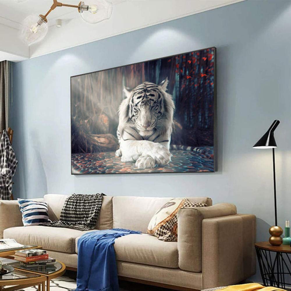 Amazon.co.jp: ホワイトタイガー動物アートパネルポスターPoster