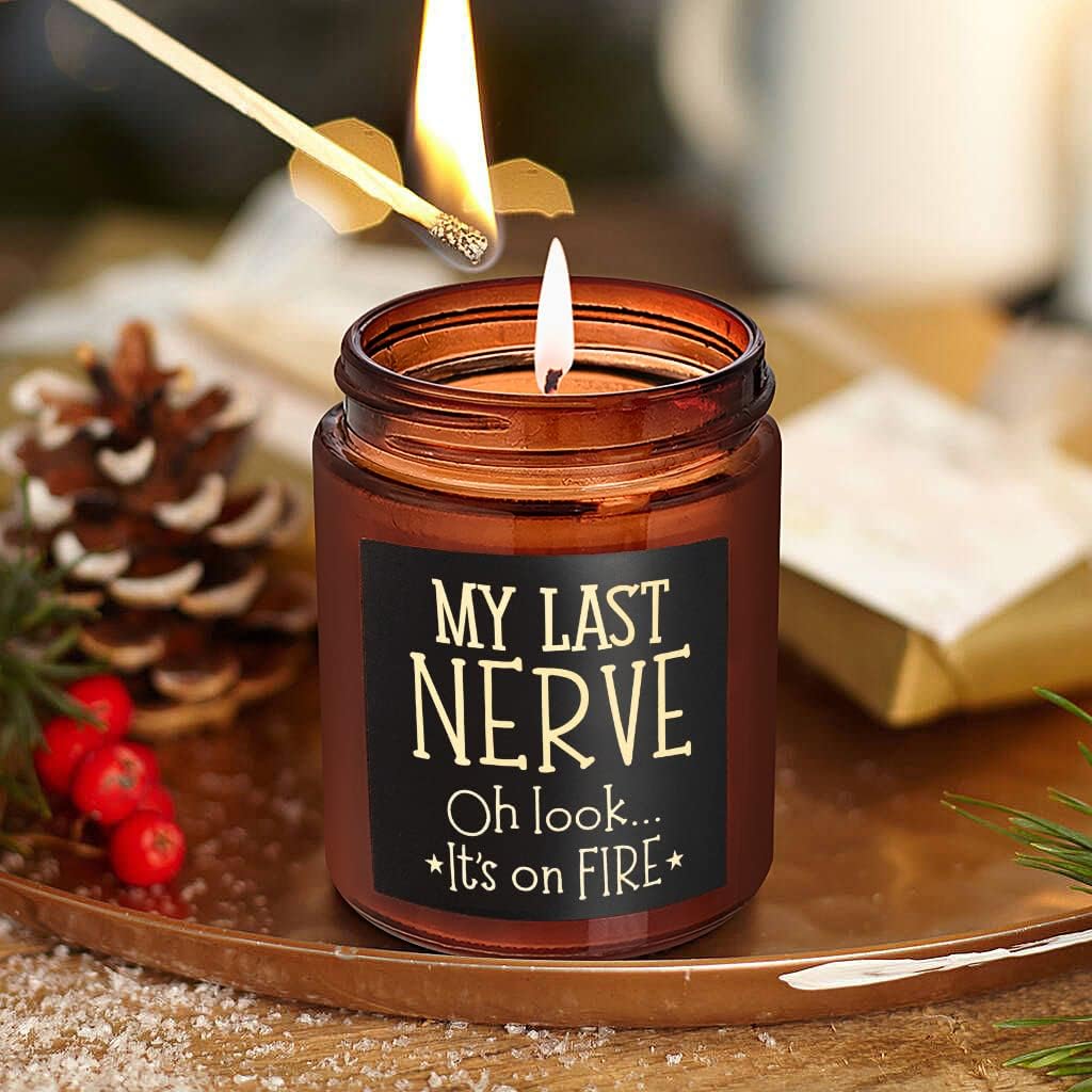 Funny Gifts for Women Men - My Last Nerve Soy Candle - Birthday Gift for Her Wife Sister - Best Friend, Girlfriend Gift - Friendship Gifts for Bestie Boss Coworker Nurse - Stress Relief Candle - Image 8
