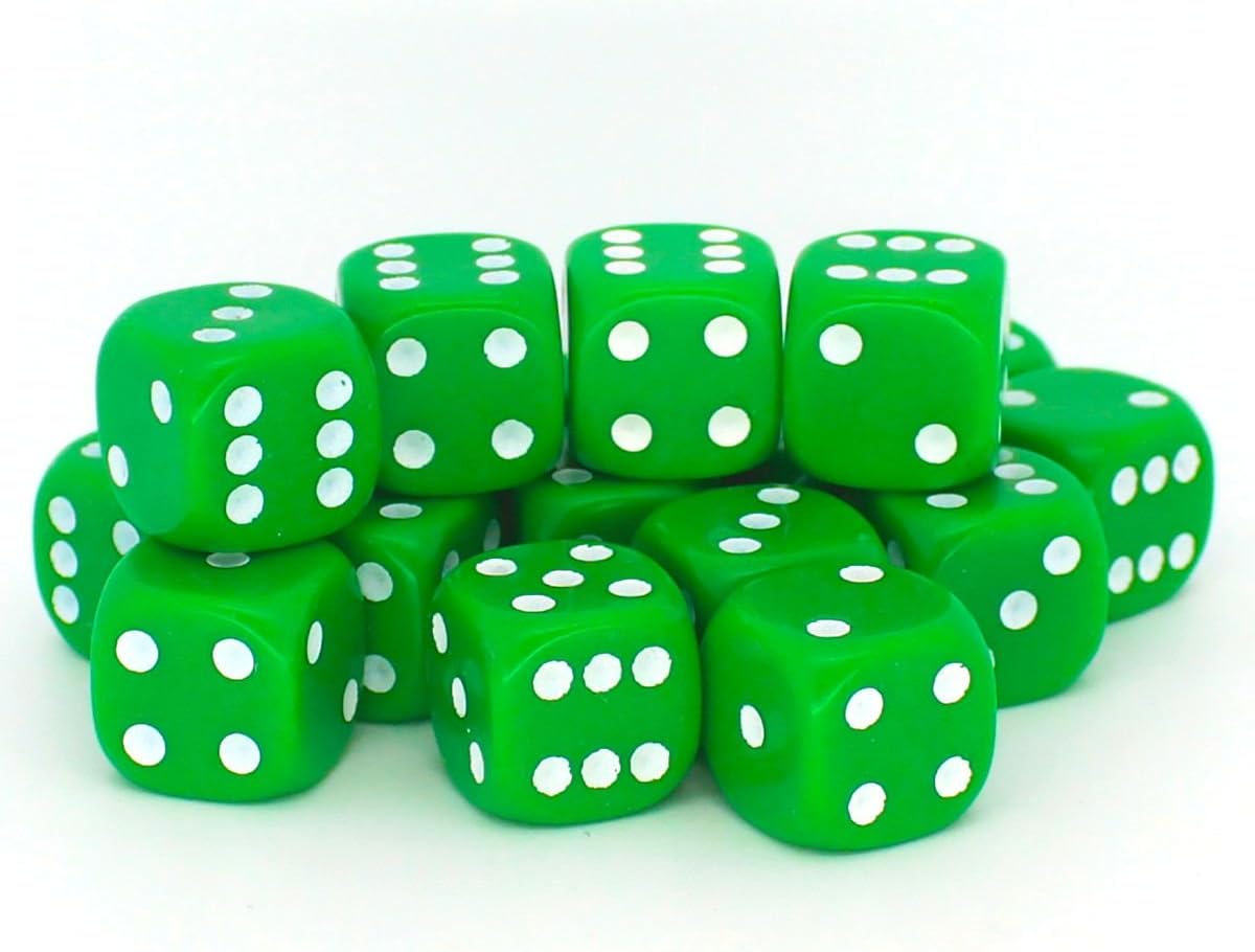 50 x 12mm opaque Plastic dice (Green)