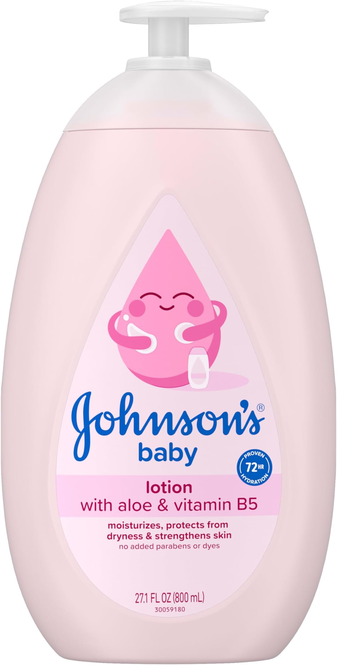 Johnson's Baby Lotion with Coconut Oil, Aloe Vera & Vitamin B5, 72 HR Hydration, Skin Moisturizer, Hypoallergenic, Safe for Newborn, Protects From Dryness & Strengthens Skin, 27.1 fl. oz