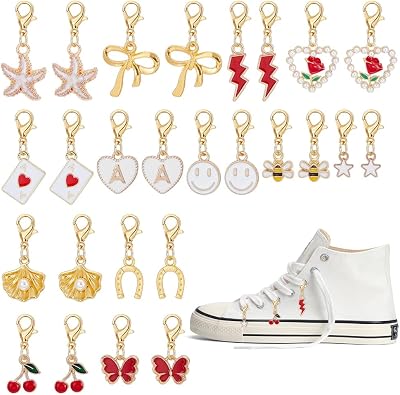 UNICRAFTALE Mixed Styles Metal Boot Charms Shoe Charms with Rings Alloy Shoelace Charm Shoe Decoration Pendant for Women Sneaker Boots Sandal Casual Shoes Decor