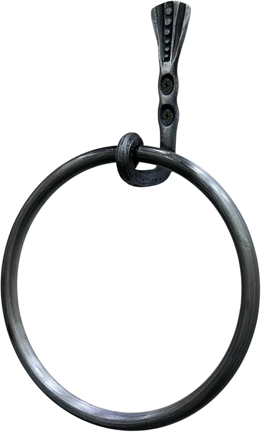 Hand Forged Towel Ring Holder Wrought Iron Handmade Wall Mounted Hand Towel Holder Blacksmith Wall Mounted Towel Rack Black Antique Finish Heavy Duty Towel Holder by Living Ideas