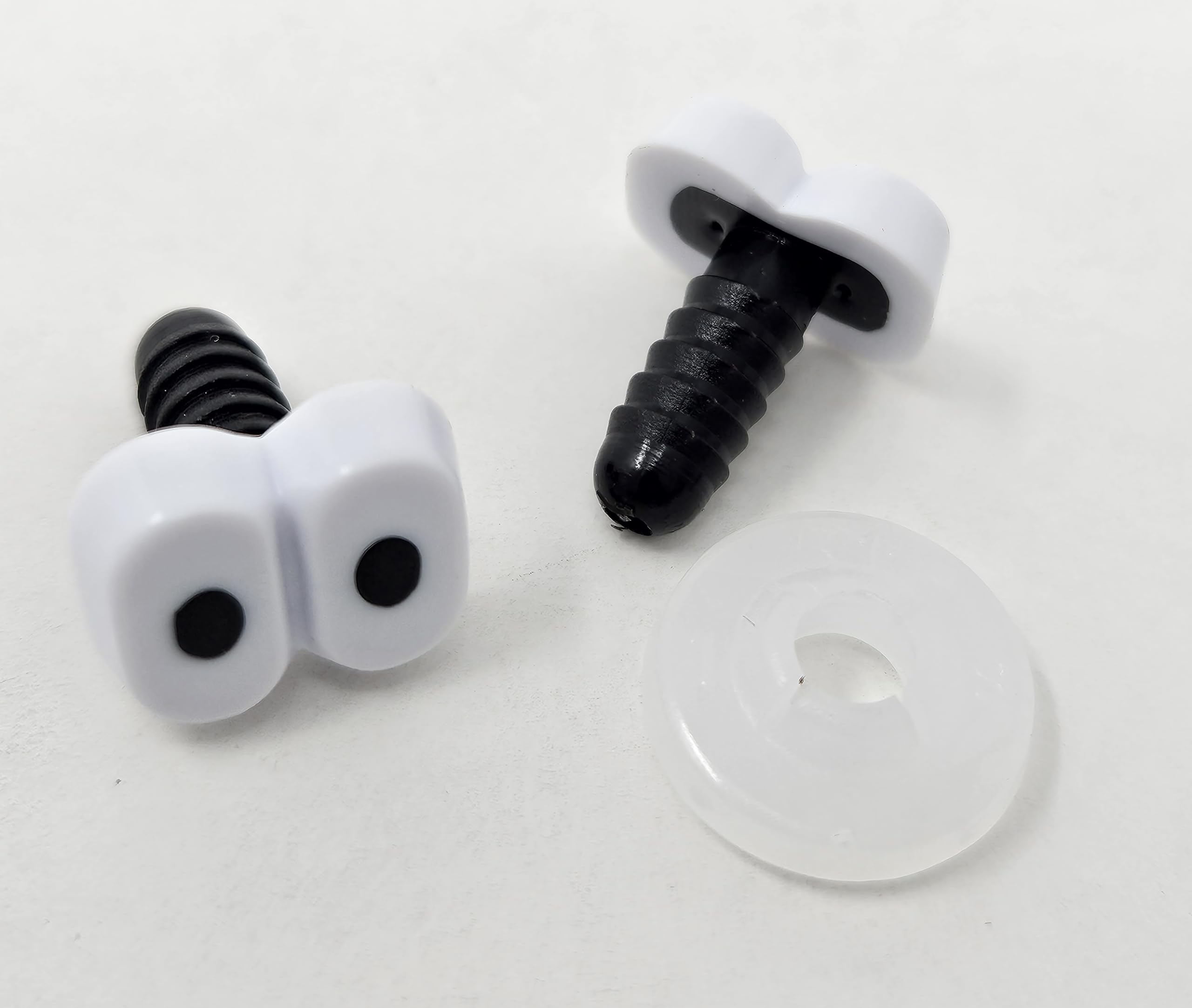 Zim's 12.5mm Black and White Comical Cartoon Double Connected Pair Plastic Safety Eyes for Craft Amigurumi Dolls, Toys or Puppets (Pack of 12)