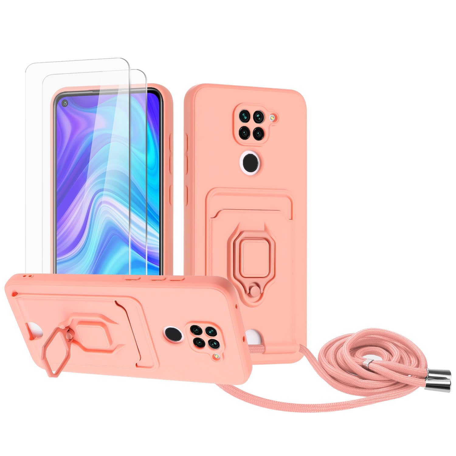 Zallagre Funda con Cuerda Compatible con Redmi Note 13 Pro 5G,[2 Packs Cristal Templado],Ranura para Tarjetas,Cubierta de Cámara Deslizante Proteger,360 Anillo Soporte-Morado — view 69
