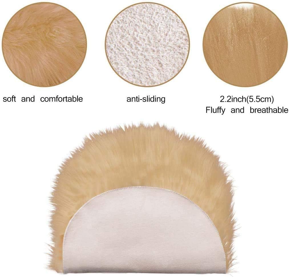 RosieLily Ultra Soft Thin 1.3x2 Feet Faux Fur Area Rug, Fluffy Shaggy Brown Fuzzy Machine Washable Shag Rug for Bedroom, Kids Room, Living Room