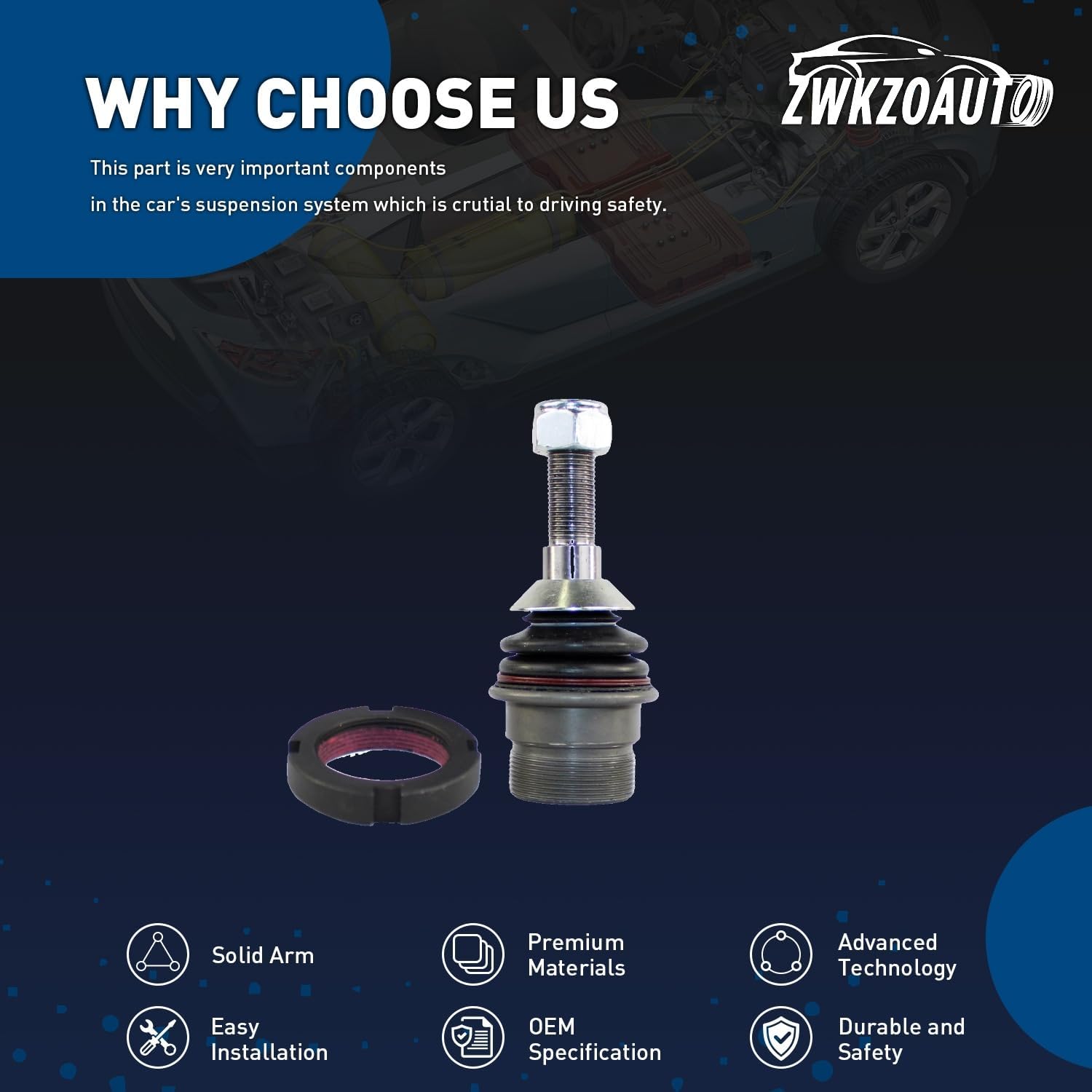 Front Lower Suspension Ball Joint Automotive Replacement Ball Joints for Mercedes-Benz GL320 ML320 R320 2007-2009 3.0L V6, for Mercedes-Benz GL350 R350 2010-2012 3.0L V6