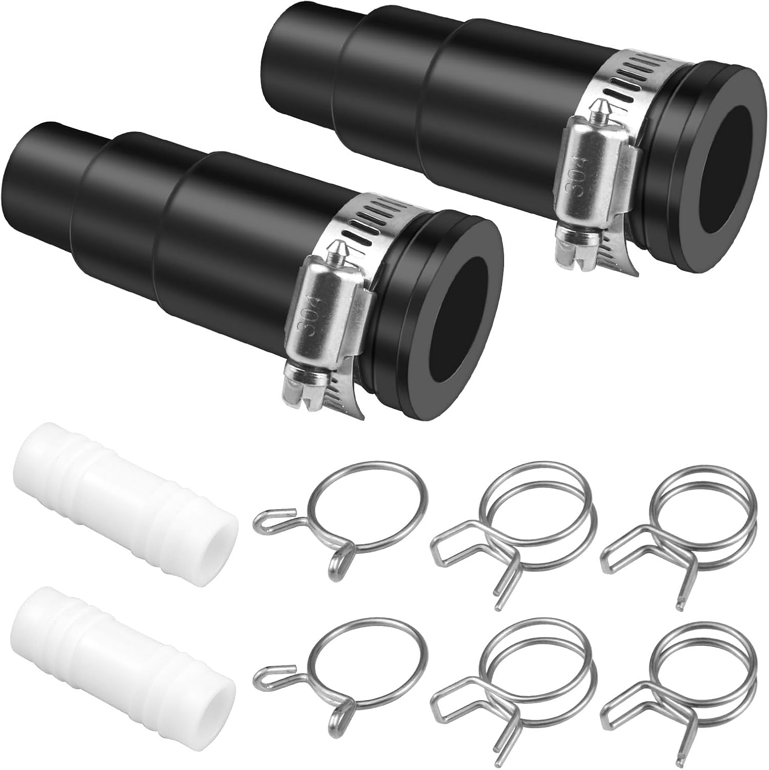 2 Set Dishwasher Drain Hose Adapter, Compatible with InSinkErator Garbage Disposals, Dishwasher Connector Kit, Include 2 Inlet Connector, 2 Hose Clamp & 6 Spring Clamps