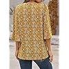Ecrocoo Summer Tops for Women Ladies Juniors Teen Girls Fashion Casual Stylish V Neck Bell Sleeve Boho Flower Pattern Button Down Tops Loose Fitting Flowy Flutter Blouses Shirts for Vacation,Yellow L