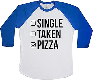Single Taken Pizza Unisex Baseball Long Sleeve Tee White-Royal X-Large