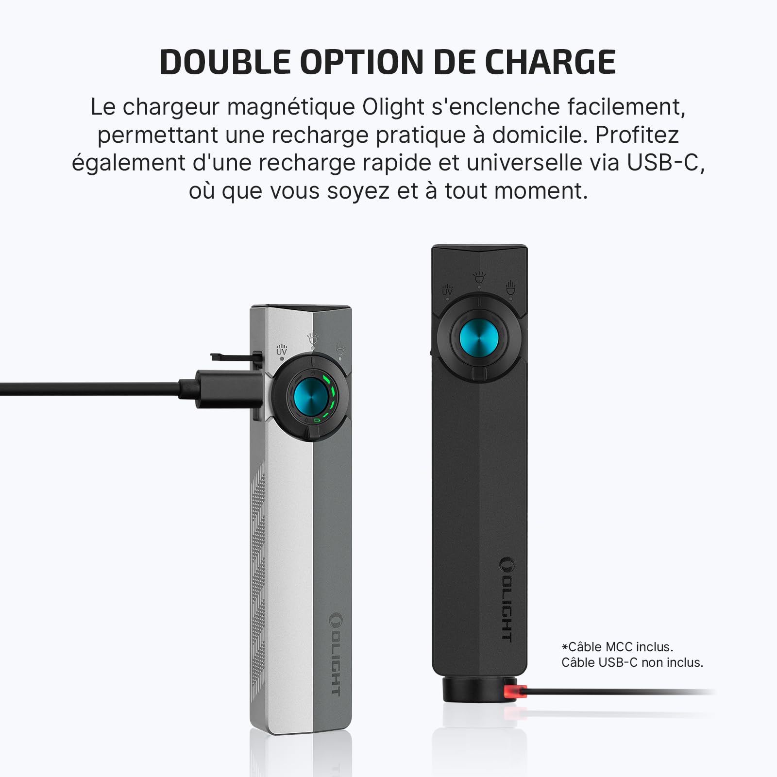 OLIGHT ArkPro Lampe torche LED rechargeable USB, légère et portable | 1500LM, portée de 205, détection des faux billets par rayons UV, fixation magnétique, idéal pour le camping et la randonnée