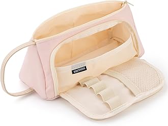 Large Capacity Colored Canvas Storage Pouch Marker Pen Pencil Case Simple Stationery Bag Holder for Middle High School Office College Student Girl Women Adult Teen Gift