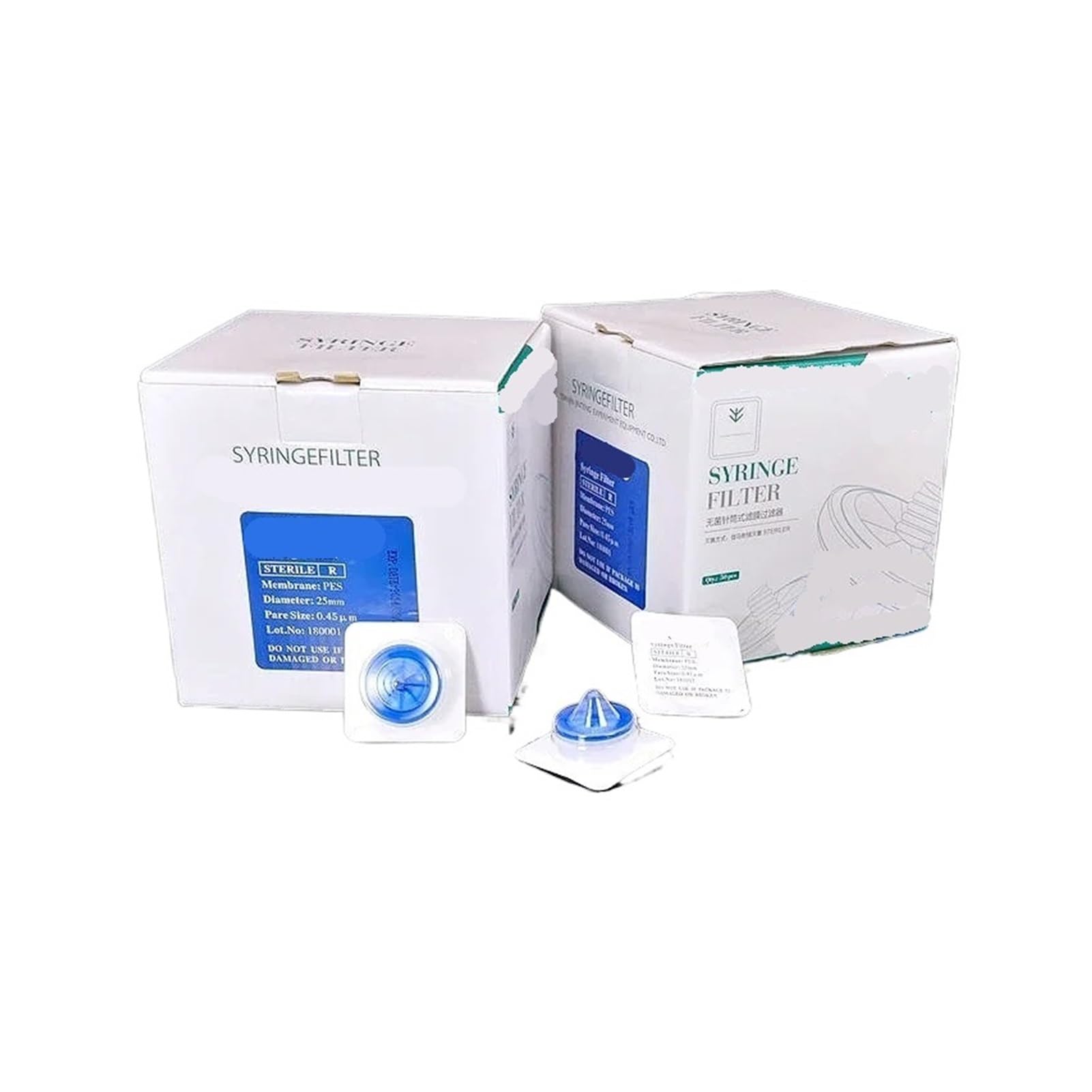 Spritzenvorsatzfilter 50 Stück/Box 0,22 µm/0,45 µm Sterile Membran-Spritzenfilter, 13 mm 25 mm 33 mm Nadeltyp-Filter Nylon/PES/PTFE(33mm 0.45um PES)