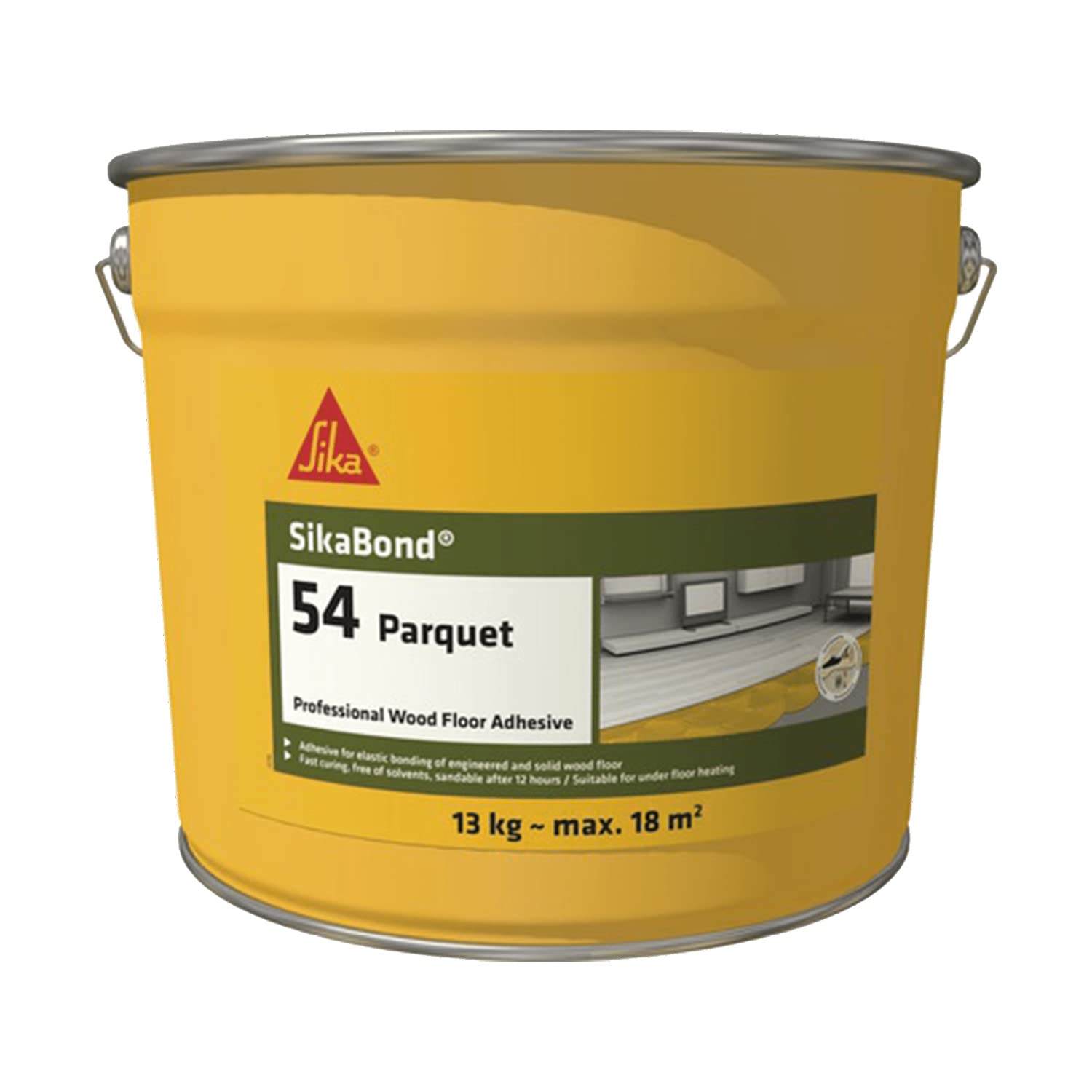 Sika – Parkettkleber – SikaBond 54 Parquet - Parkettbraun – Mehrschichtparkett/Massivparkett - Schnellhärtend - Verarbeitungsfertig - Sehr emissionsarm – Lösemittelfrei - 13 kg