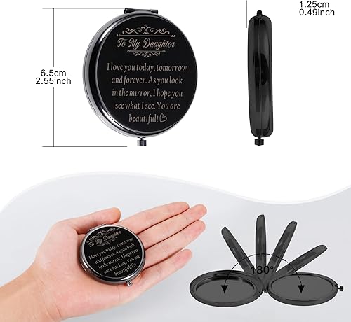 Miniatura 2 de Sophauteem Espejo compacto de regalo para hija de mamá, papá, novia, espejo de maquillaje para ella, adolescente, niñas, nuera, único, boda,