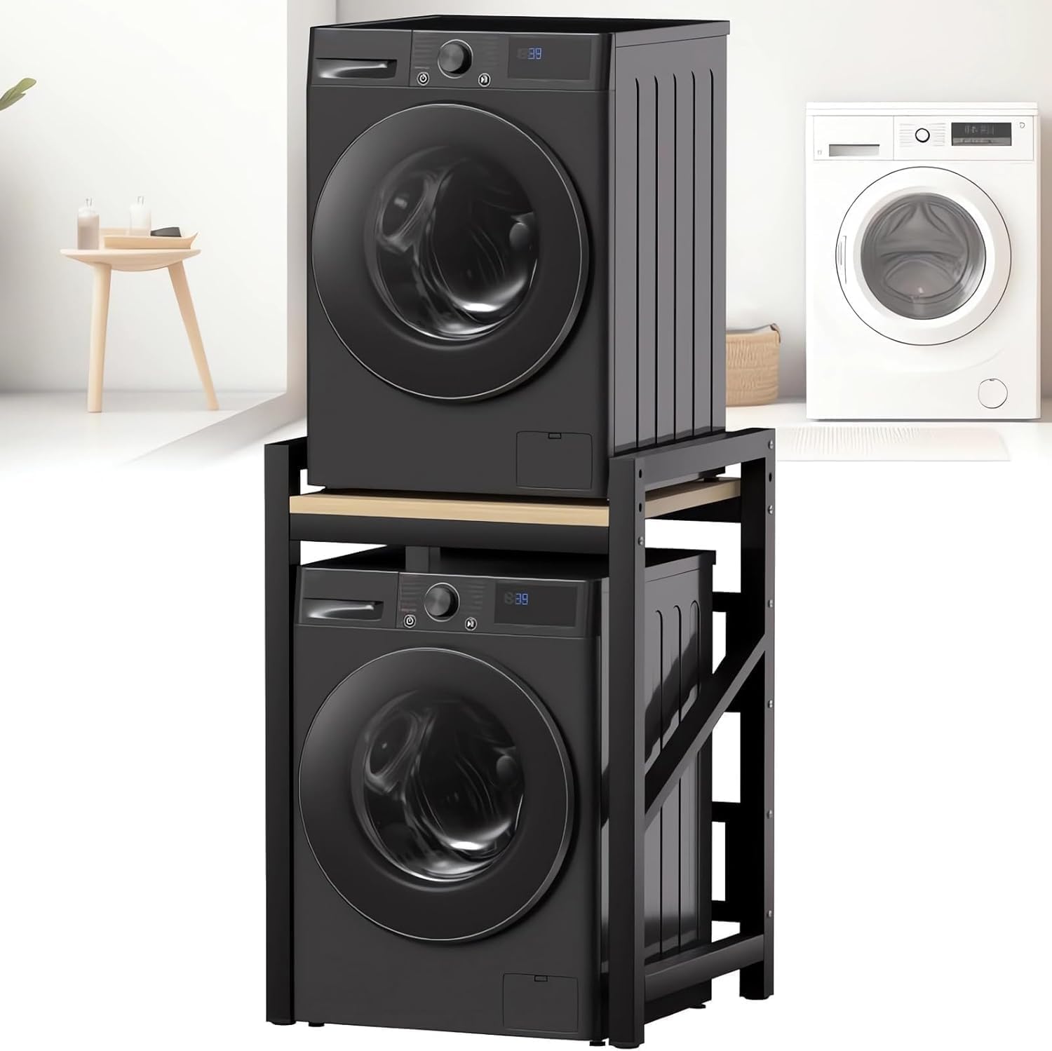 RsxPtyxagoros Washer Dryer Stand Stacking Kits, Height Adjustable Tumble Dryer Stand, Stacking Kit with 400KG Load Capacity for Balcony Laundry