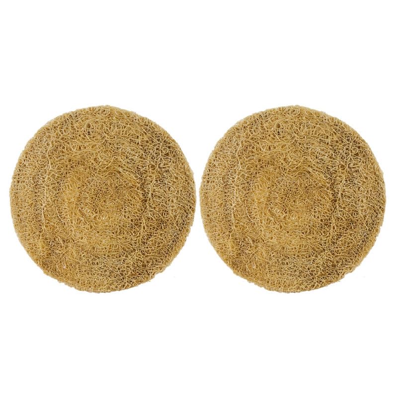 Cabilock Loofah Coasters for Teapot 2 Pack Round Natural Fiber Cup Mats Heat Resistant Drink Pads for Home Kitchen and Restaurant 3.14 Inch Diameter