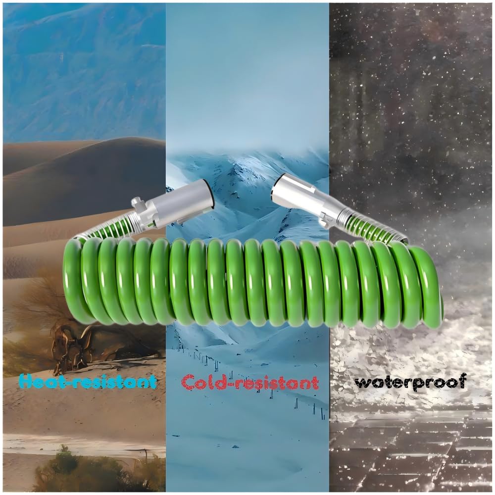 7 Way Coiled Trailer Cord 15FT Pigtail Heavy Duty Electric Cord -85°F Cold Resistant Soft Flexible ABS Power Cable for Semi Truck Trailers True 4/12+2/10+1/8 AWG (15FT Spring Wire)