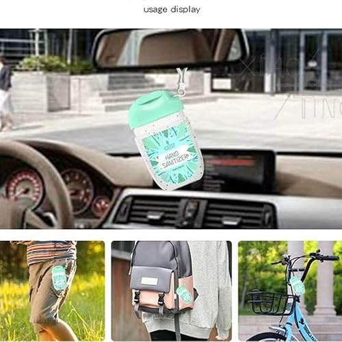 Miniatura 8 de Healthcom 10 unidades de botellas vacías transparentes de 1.0fl oz de 1.0fl oz para desinfectar las manos, soporte de viaje con gancho para llavero,