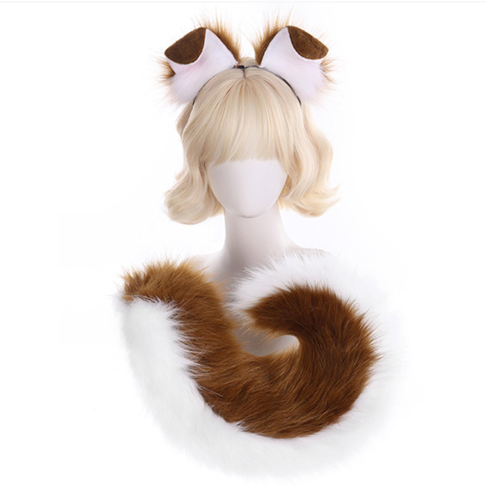 Kostiumy dla psa, zwierzę, kostiumy cosplay, sztuczne futro, uszy psa, opaska na głowę, ogon psa, na Boże Narodzenie, Halloween, przebranie na imprezę, rekwizyty, uszy, opaska na głowę i