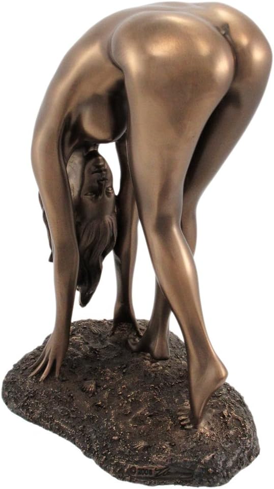 Veronese Design 6.5 Inch Nude Woman Bent Over Pose Cold Cast Resin Bronze Finish Artistic Body Sculpture
