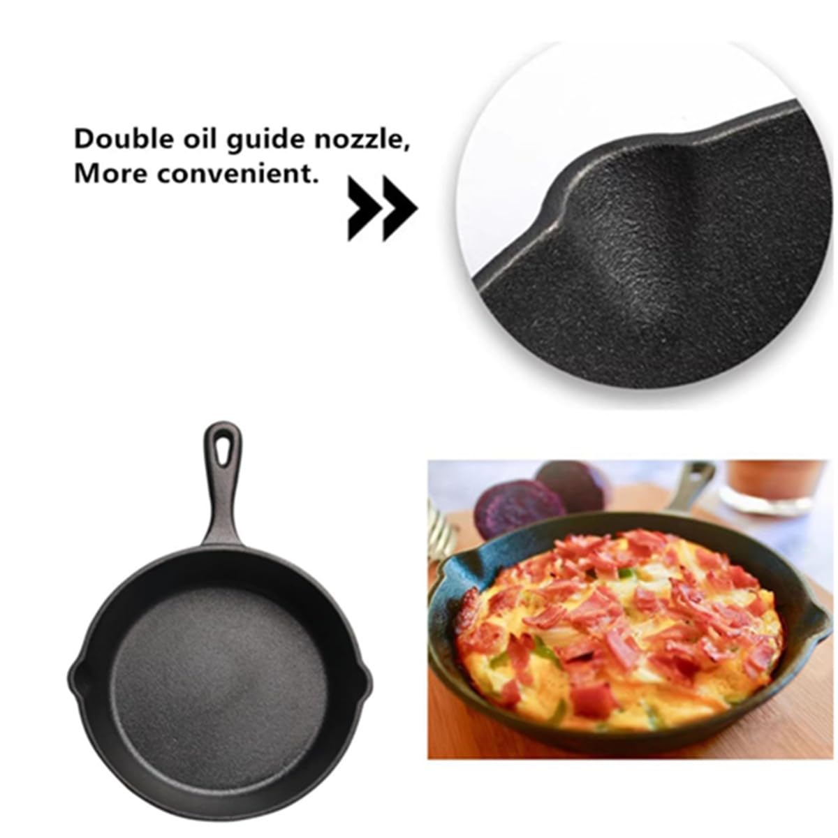 Kleine Gusseisen-Pfanne, 10,2 cm, 2 Stück, vorbehandelte Mini-Gusseisen-Bratpfanne, Camping-Antihaft-Pfanne für gebackene Brownies, Kekse, Eierkuchen, Pfanne (schwarz)