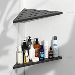 BATHLAVISH Corner Shower Shelves 10 Matte Black 2 Pack 304 Stainless Steel Shower Corner Shelf Recessed Slot Design
