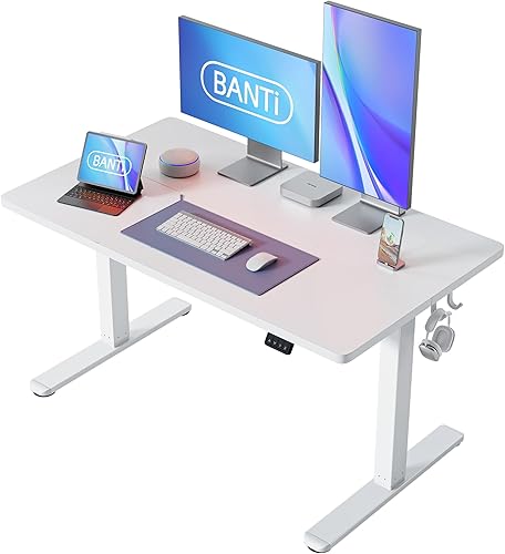 BANTI Escritorio de pie de 48 pulgadas, mesa eléctrica de oficina en casa ajustable en altura ajustable, escritorio de pie con tablero de empalme,