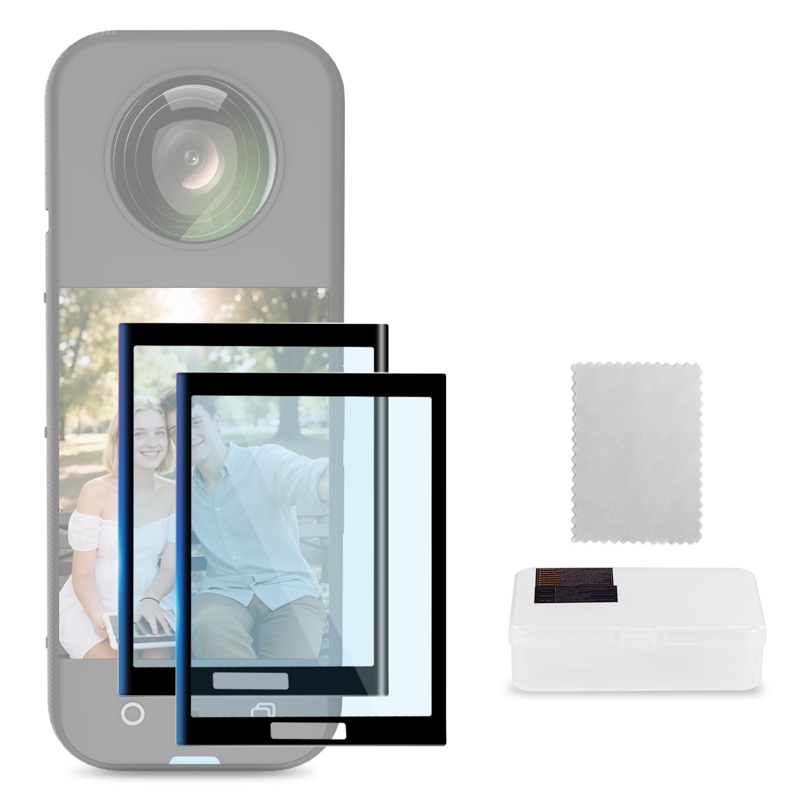 NEEWER Kit Accessori di Protezione Schermo per X4/X5 (2 Pezzi) Compatibile con Insta 360 X5 Insta360 X4 Action Camera, Pellicola Protettiva in Vetro Temperato Antigraffio 9H HD per Touchscreen, CA146