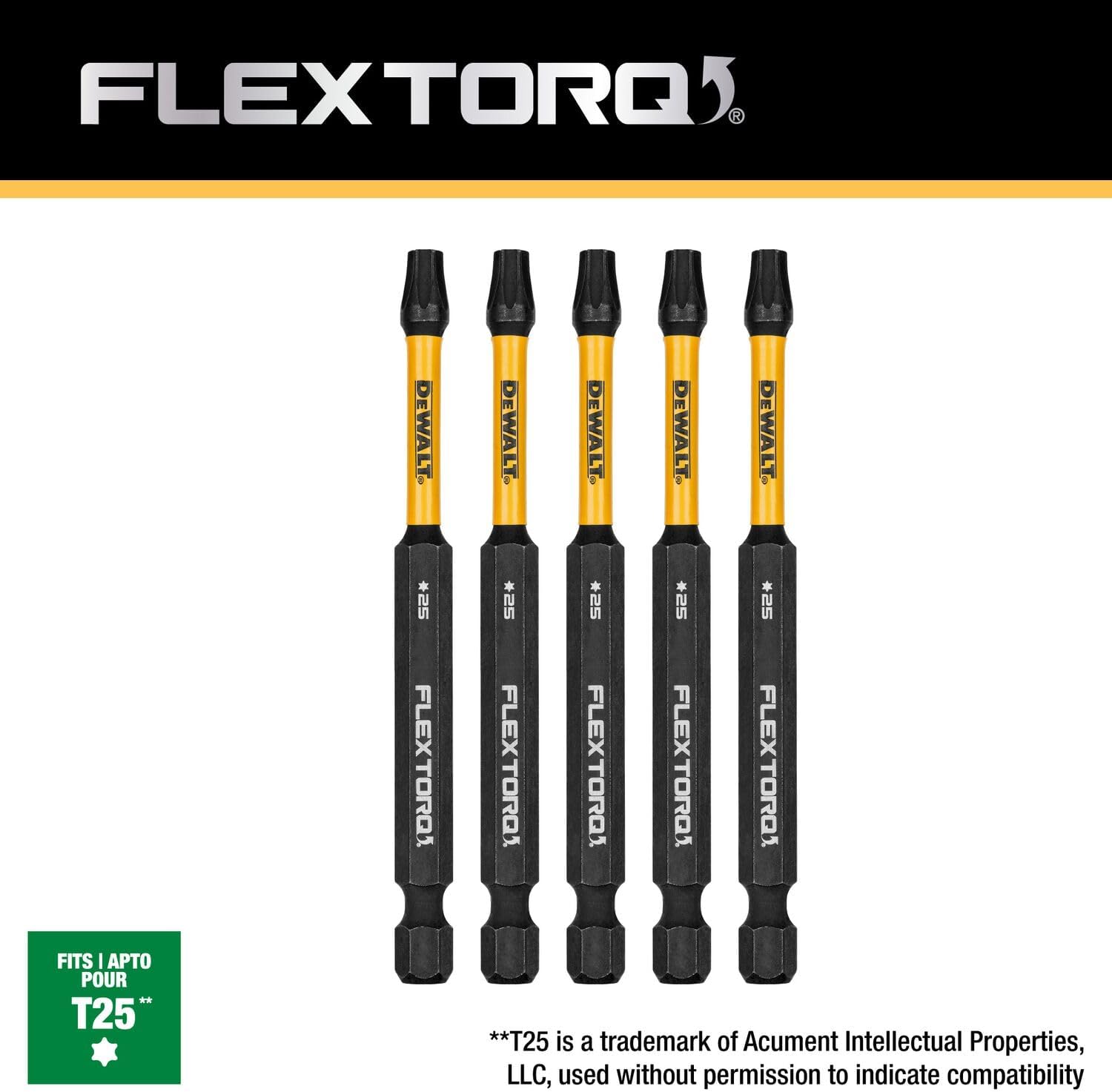 DW FLEXTORQ 5PK 3.5IN BITS FOR T25