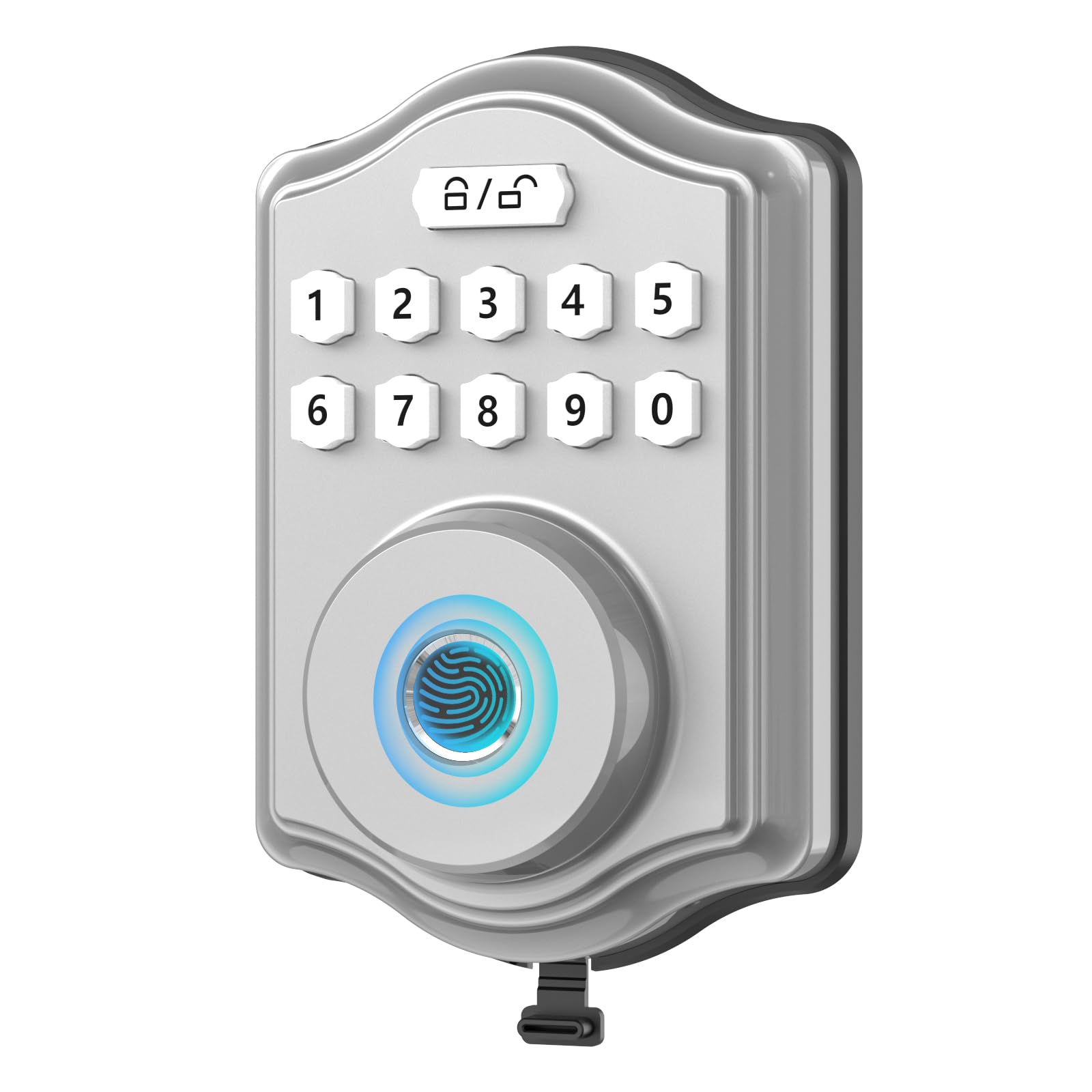 52HZ Fingerprint Door Lock, Keyless Entry Door Lock with Code, Voice Guidance Electronic Keypad Deadbolt Smart Locks for Front Door, Anti-Peeping Password, Auto Lock, Easy to Install, Silver