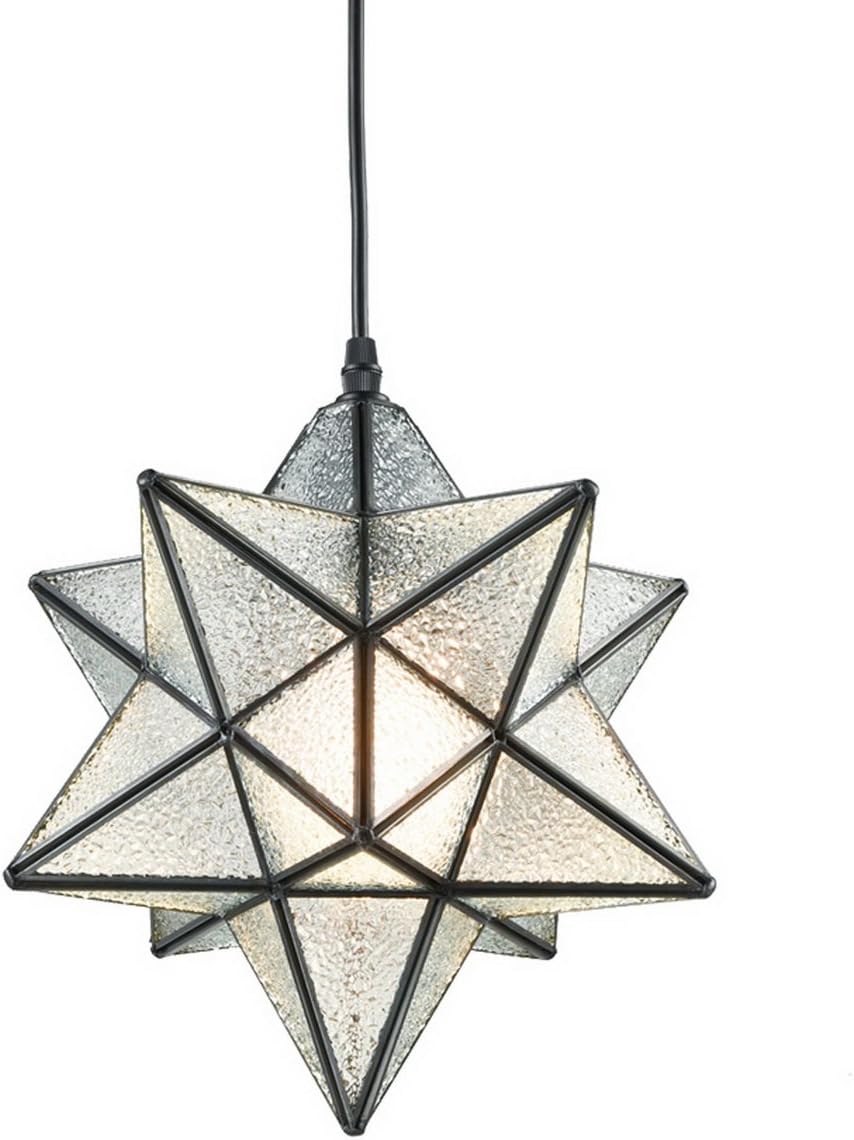 Moravian Star Textured Glass Pendant Lamp 1 Light, 12-in…