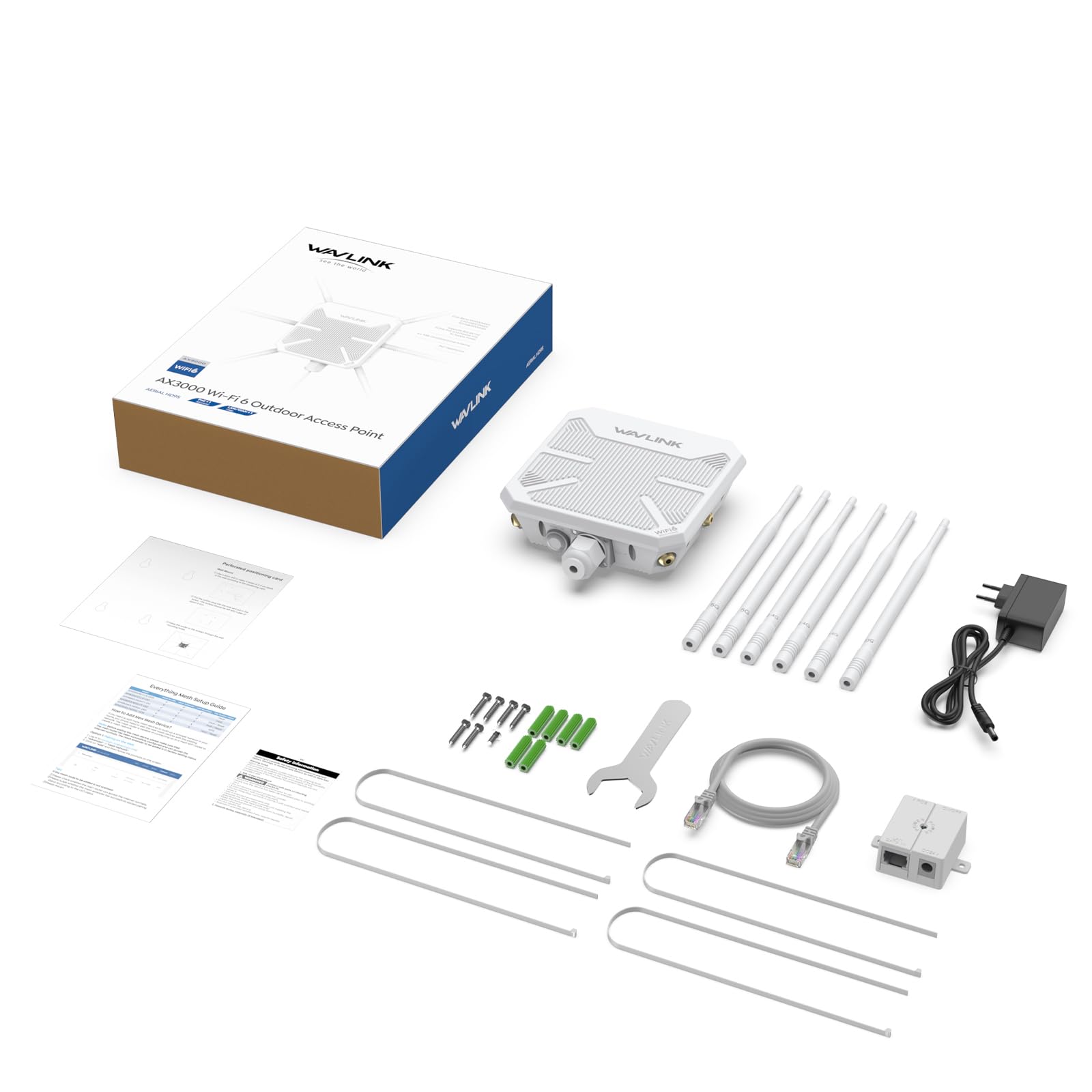 Répéteur WiFi Extérieur Wavlink AX3000 WiFi 6 Antenne 360° Longue Portée Mesh PoE IP67