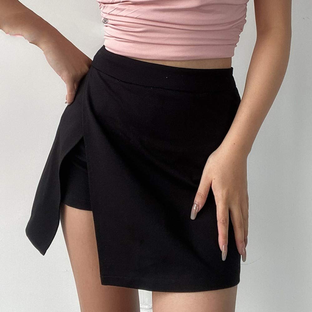 Falda Mujer Mini,Falda Acampanada De Cintura Alta Negro Split Summer College Style Casual Skater Tenis Falda Lápiz Con Forro De Cremallera Pantalones Cortos Para Niñas Damas Playa Fecha De Vacacio