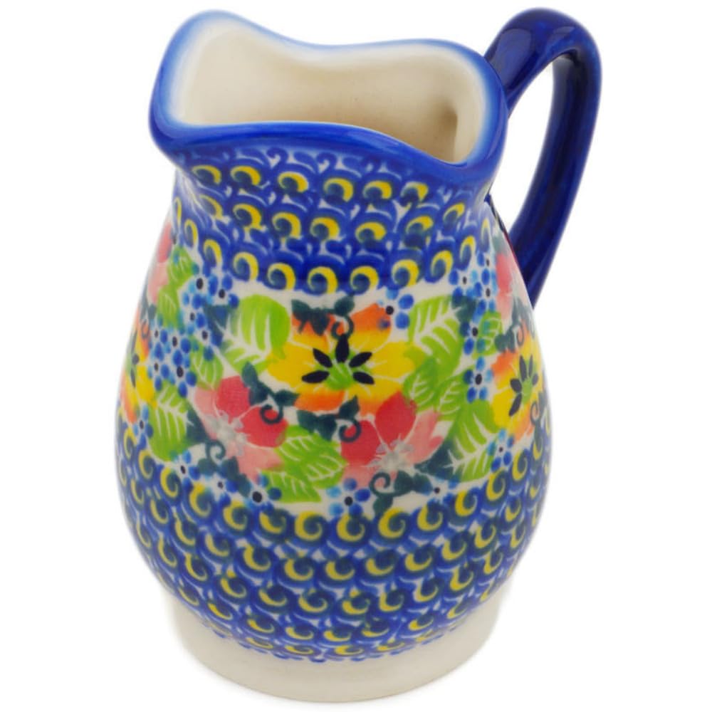 Authentic Polish Pottery Creamer Signature UNIKAT in Spring Is Coming Design Handmade in Boles?awiec Poland by Ceramika Dalia + Certificate of Authenticity