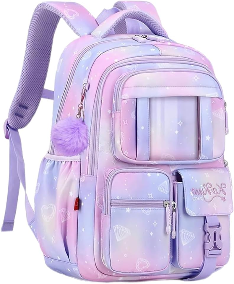 MATMO Backpacks for Girls, School Backpack Kids Student Bookbag Travel Daypack (Purple)