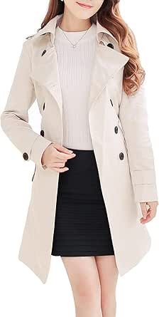 NANJUN Women's Double-Breasted Trench Coat with Belt