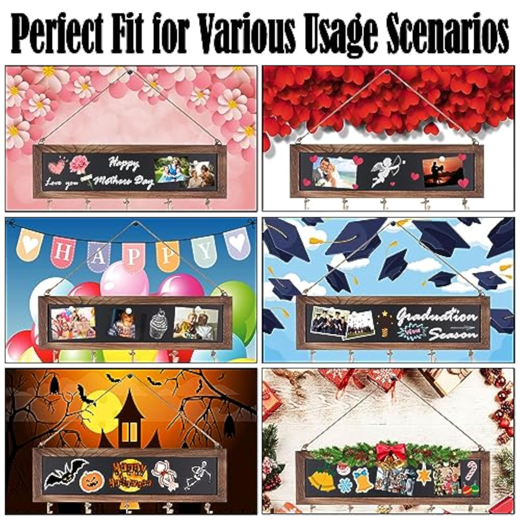 Collage Photo Holder Organizer with Clips for Display