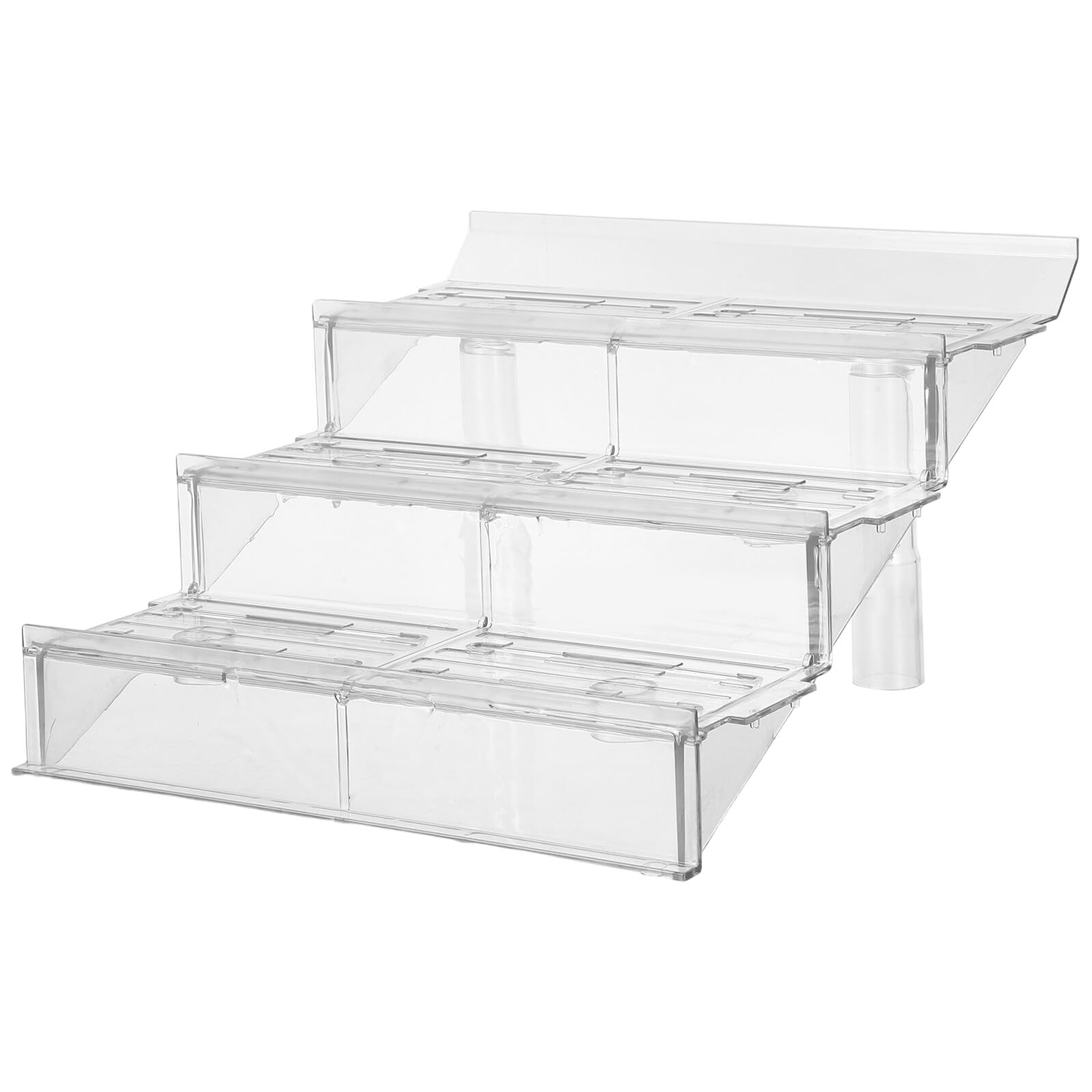 Toyvian Présentoir à Légumes Transparent en Plastique à 3 Niveaux 2 Pieds Cylindriques Rehausseur de Table Ergonomique pour Comptoir Réfrigéré de Supermarché – pour Fruits Boissons et