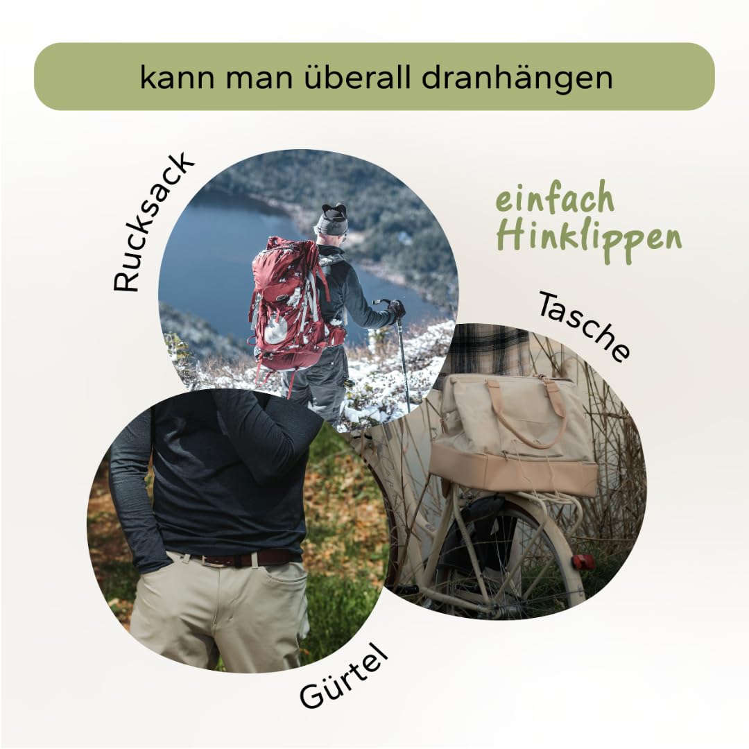 Gipfelgaudi Multitool Karabiner - ideal zum Wandern, Picknick & mehr I Plastikfreier Karabiner to Go aus rostfreiem Edelstahl