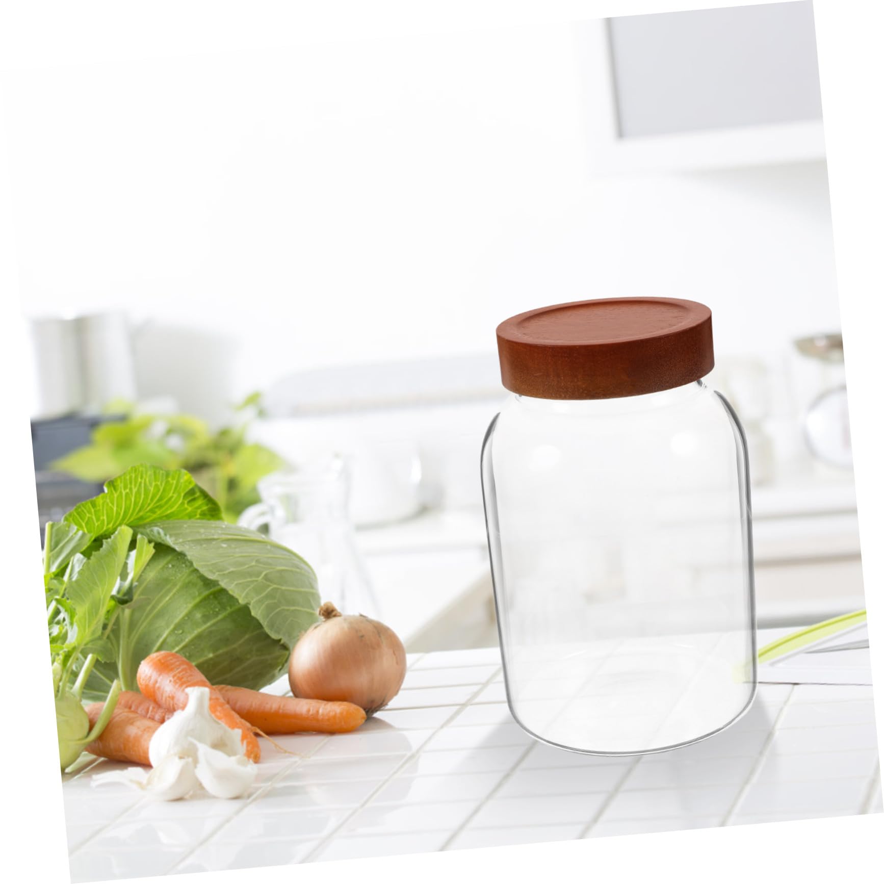 Barattolo Ermetico in Vetro Borosilicato con Coperchio in Legno 2800ml